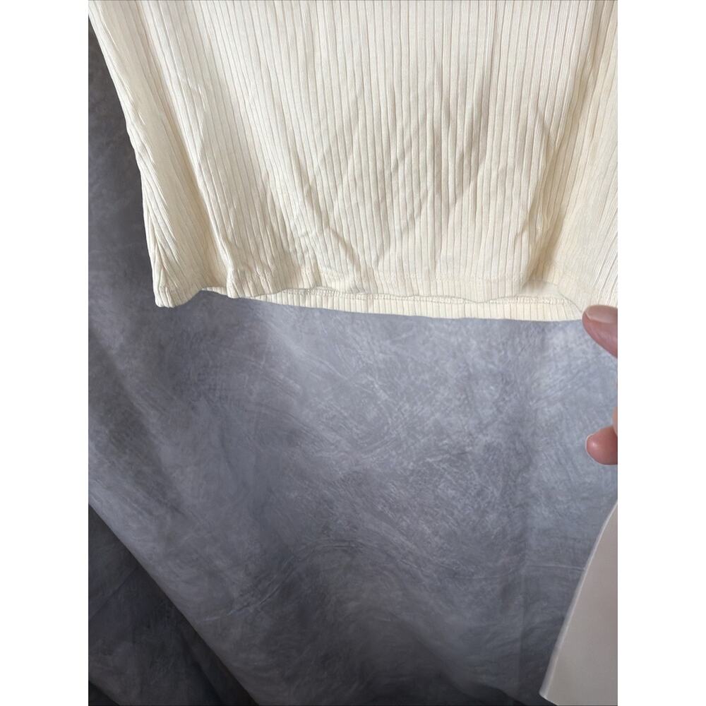 Topshop 90s Casual Chic Cream Ribbed Draped Cowl Neck Sleeveless Top Sz 8-10 - Picture 3 of 7